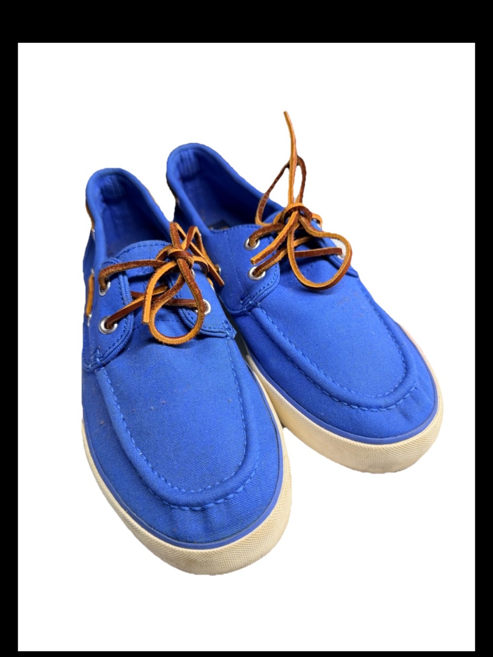 RALPH LAUREN Blue Canvas Boat Shoes Casual Slip-on Sz 8D